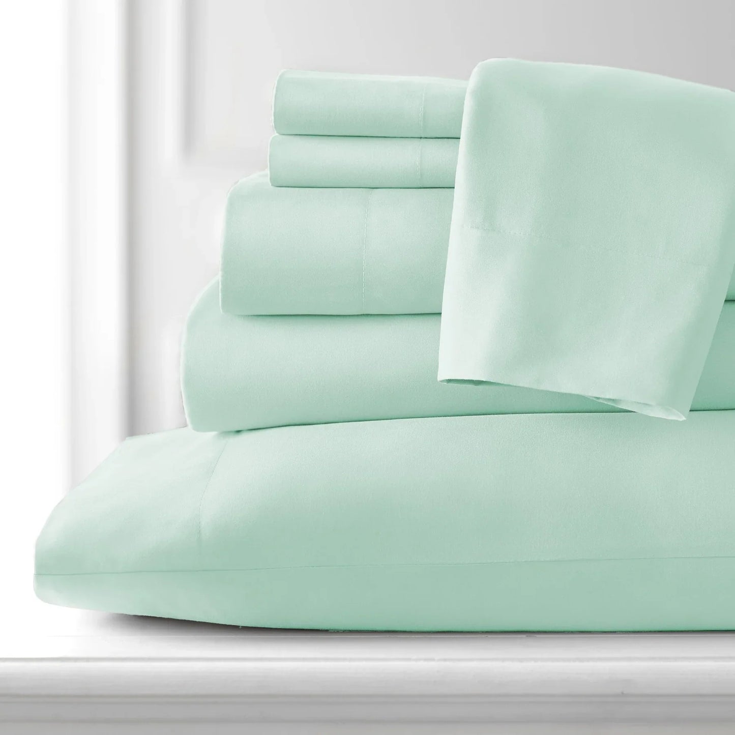 Luxe Microfiber 6 Piece Sheet Set, Light Green