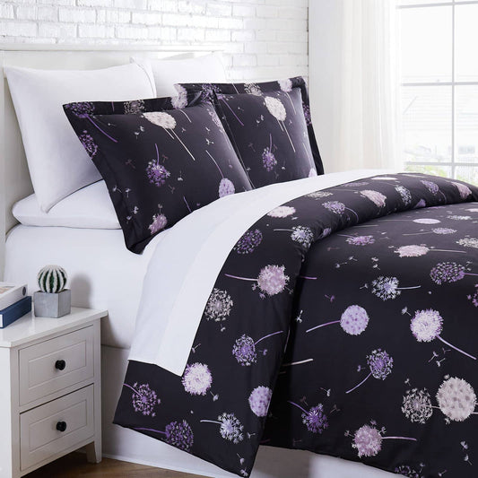 Dreamy Dandelion Duvet Cover Set, Carbon