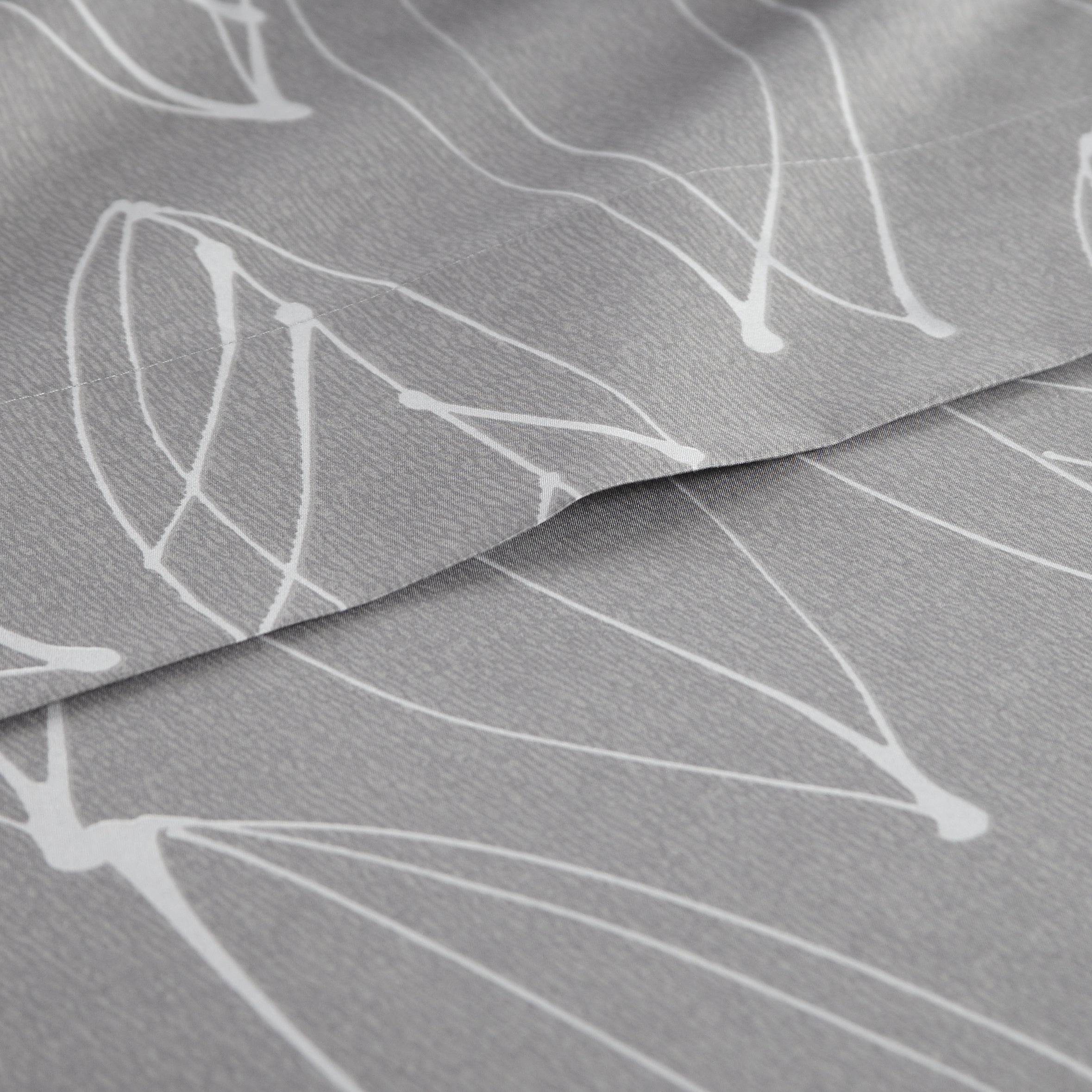 Botanical Printed Microfiber Sheet Set, Grey