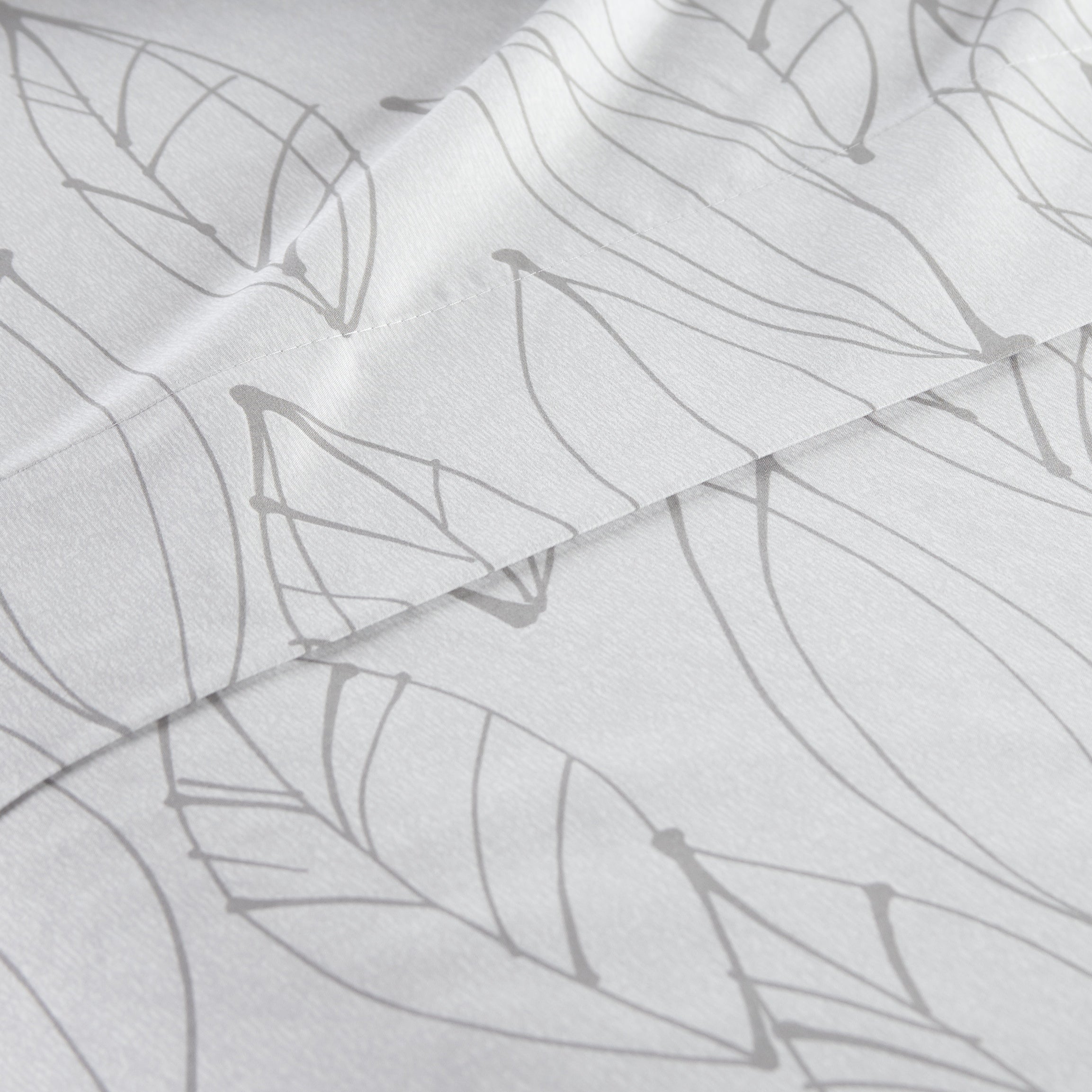 Botanical Printed Microfiber Sheet Set, White