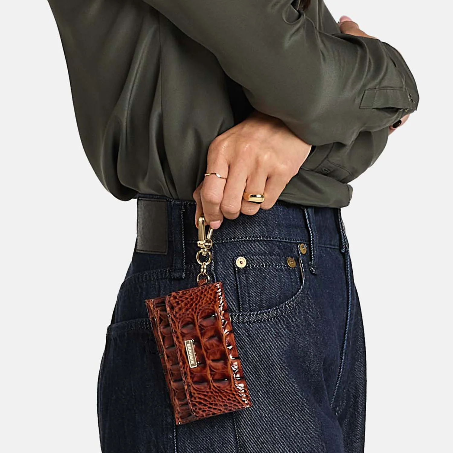 Brahmin Alden Road Collection Ricki Clip on Wallet, Black Alden Road