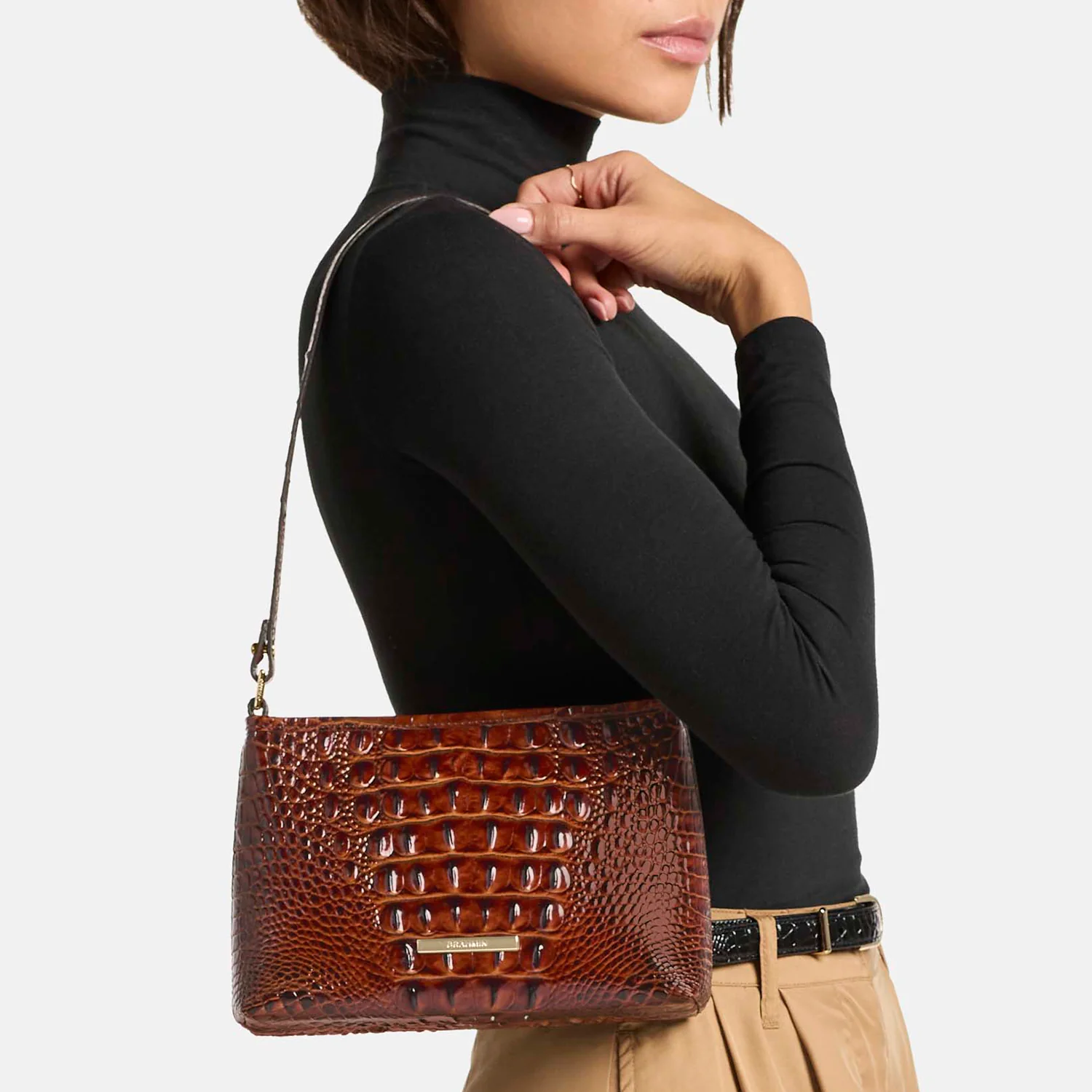 Brahmin Vanderbilt Collection Lorelei Shoulder Bag, Black Vanderbilt