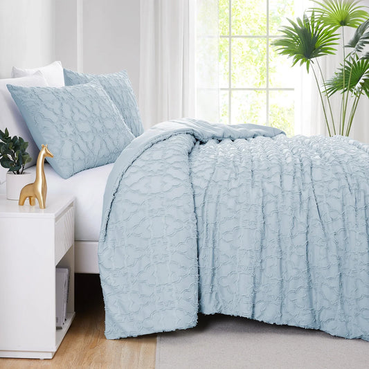 Moroccan Pattern Comforter Set, Light Blue