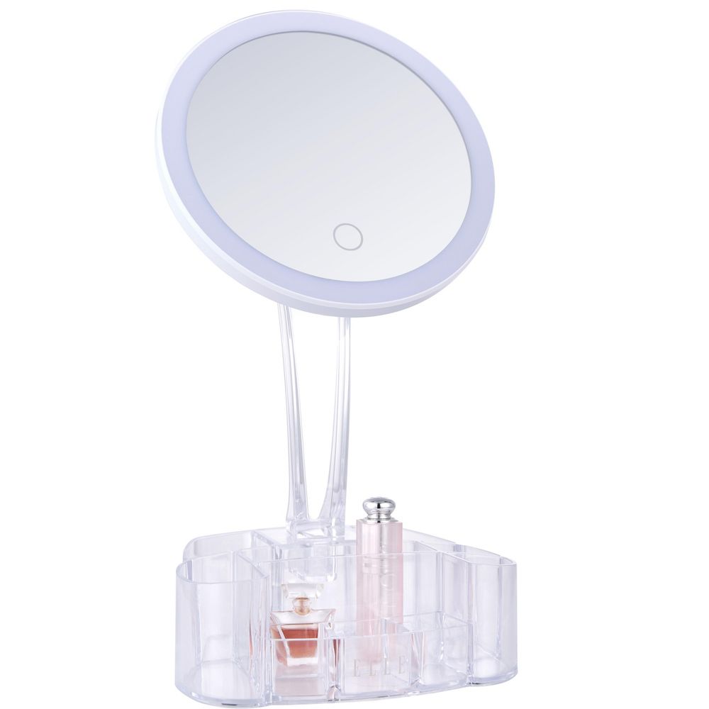 Elle Premiere LED Vanity Mirror with Makeup Organizer Base