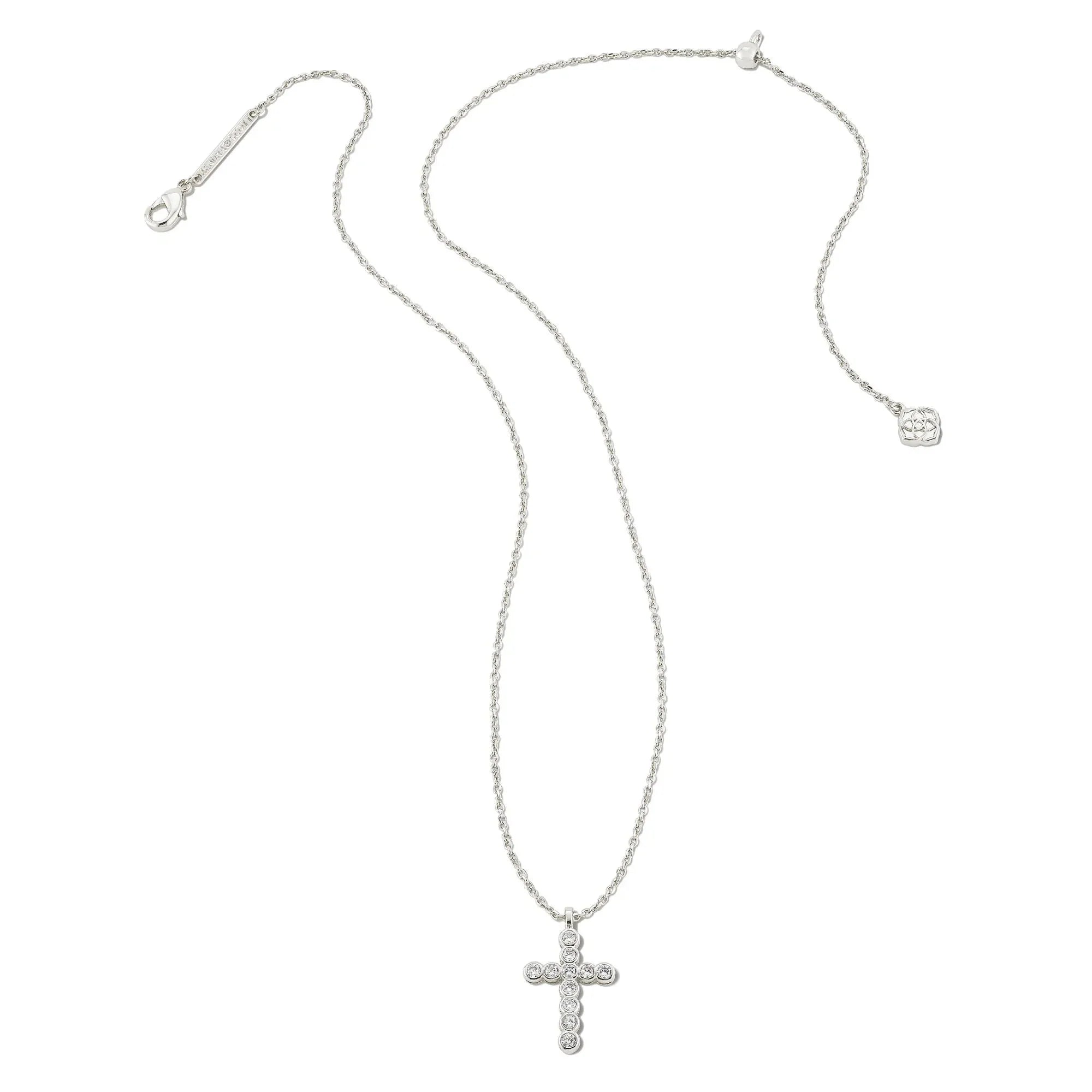 Kendra Scott Crystal Cross Necklace, Silver