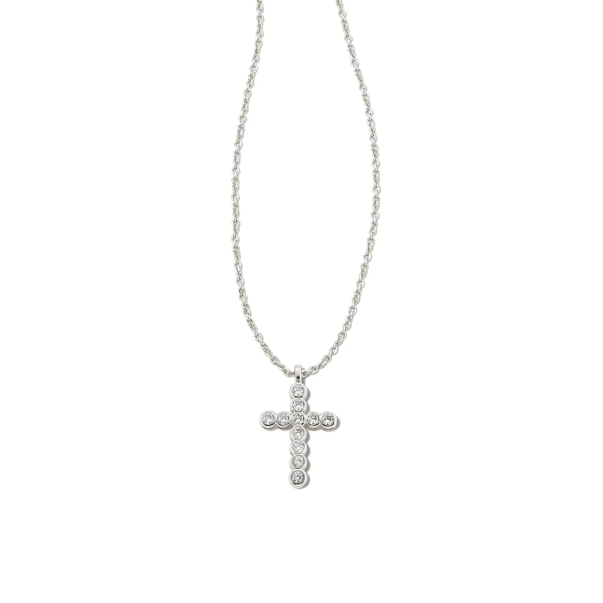 Kendra Scott Crystal Cross Necklace, Silver