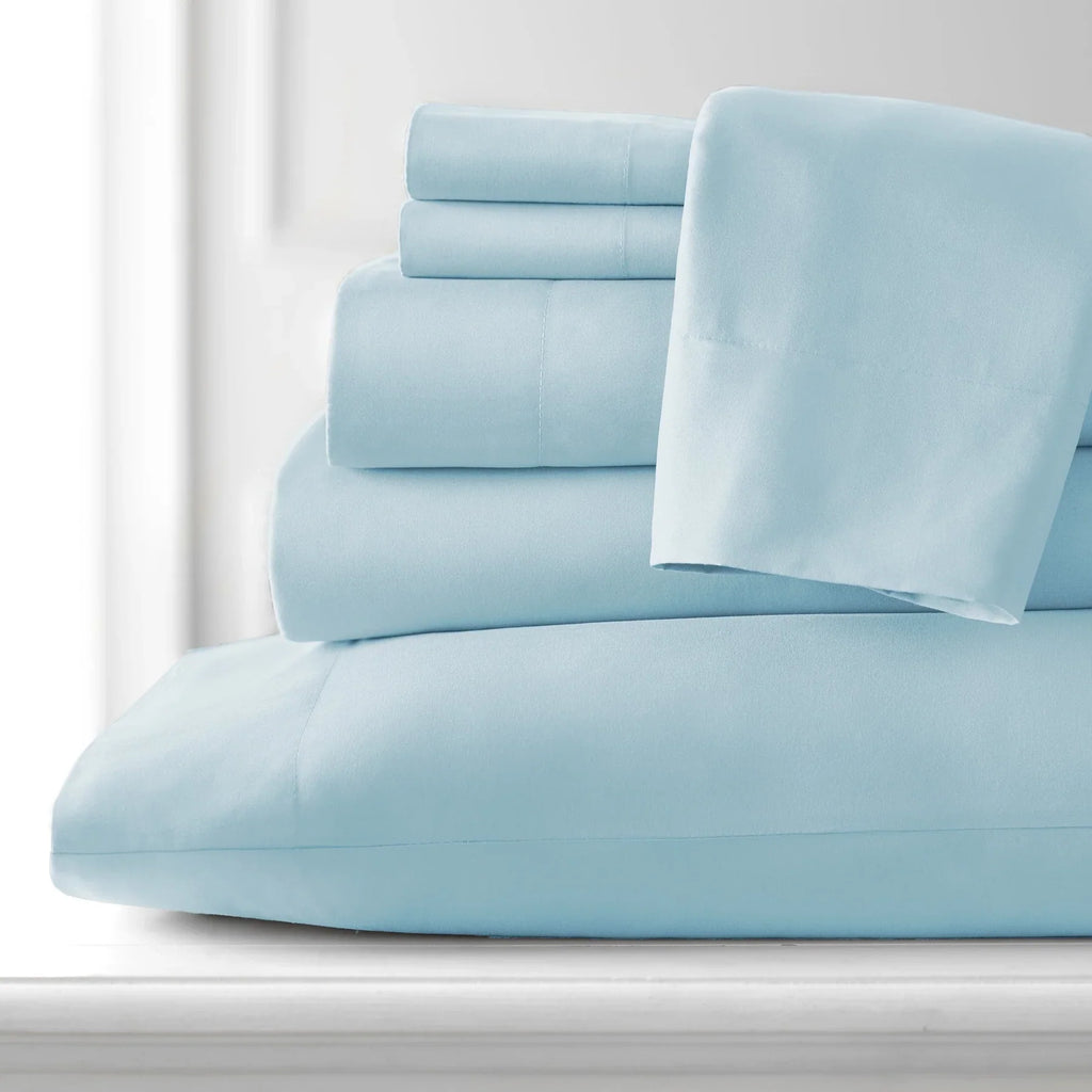 Luxe Microfiber 6 Piece Sheet Set, Light Blue