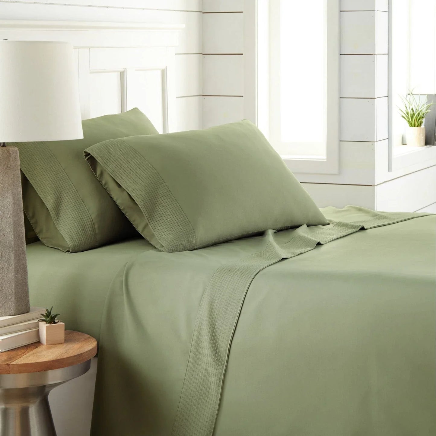 Pintuck Luxe Microfiber 6 Piece Sheet Set, Green