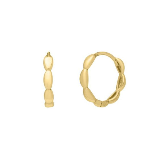 14K Small Rice Huggie Hoop Earrings