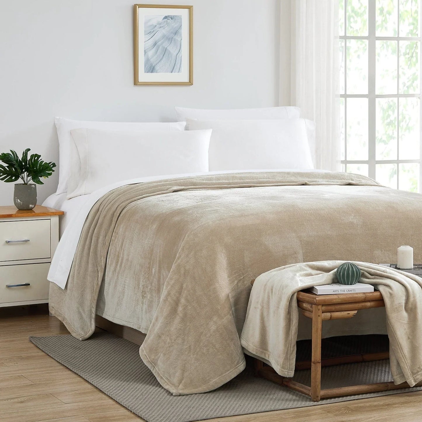 Simply Essential Microfleece Oversized Blanket, Sand