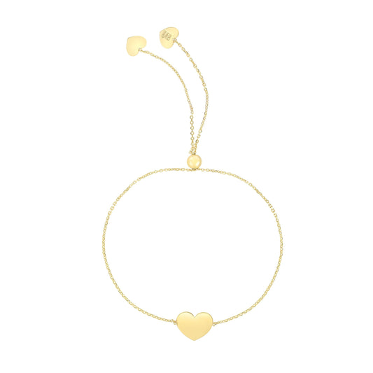 14K Heart Bracelet, Yellow, Rose or White